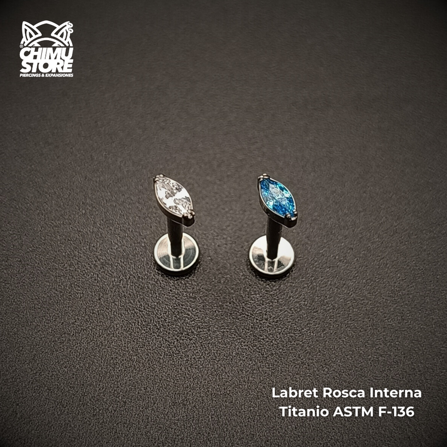 Labret Titanio ASTM F-136 - Zirconia Forma Diamante (1,2mm;8mm) (16G)