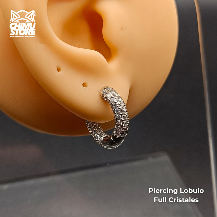 Piercing Lobulo Acero Inoxidable - Full Cristales (1mm;10mm) (18G)