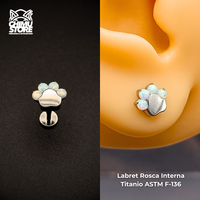 NEW Labret (HC) Titanio ASTM F-136 - Patita 4 Opalitas o Zirconias (1,2mm;8mm) (16G)