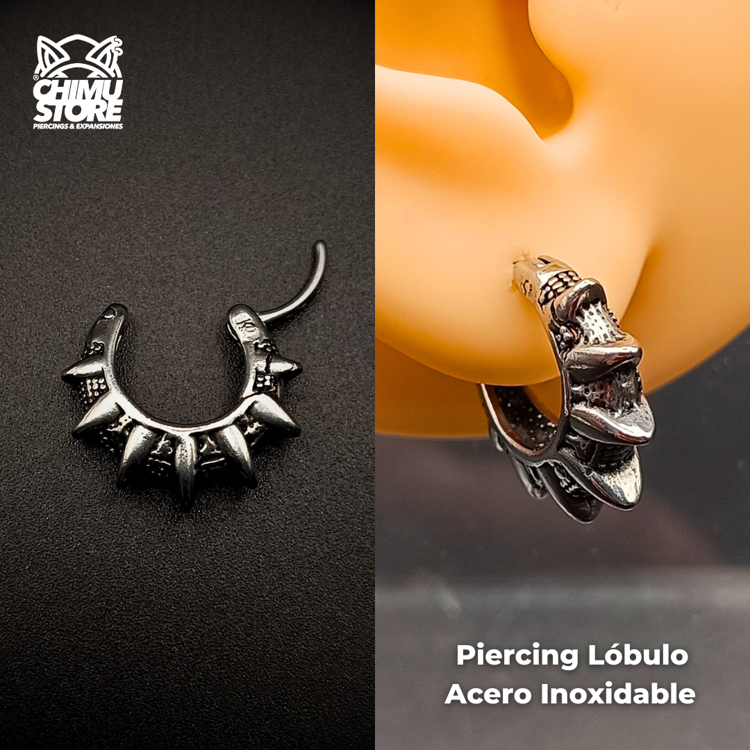 Piercing Lobulo Acero Inoxidable - Tribal 7 Puntas (1mm;11mm)