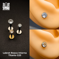 NEW Labret (HC) Titanio G23 - Bezel Set Zirconia (1,2mm;8mm) (16G)