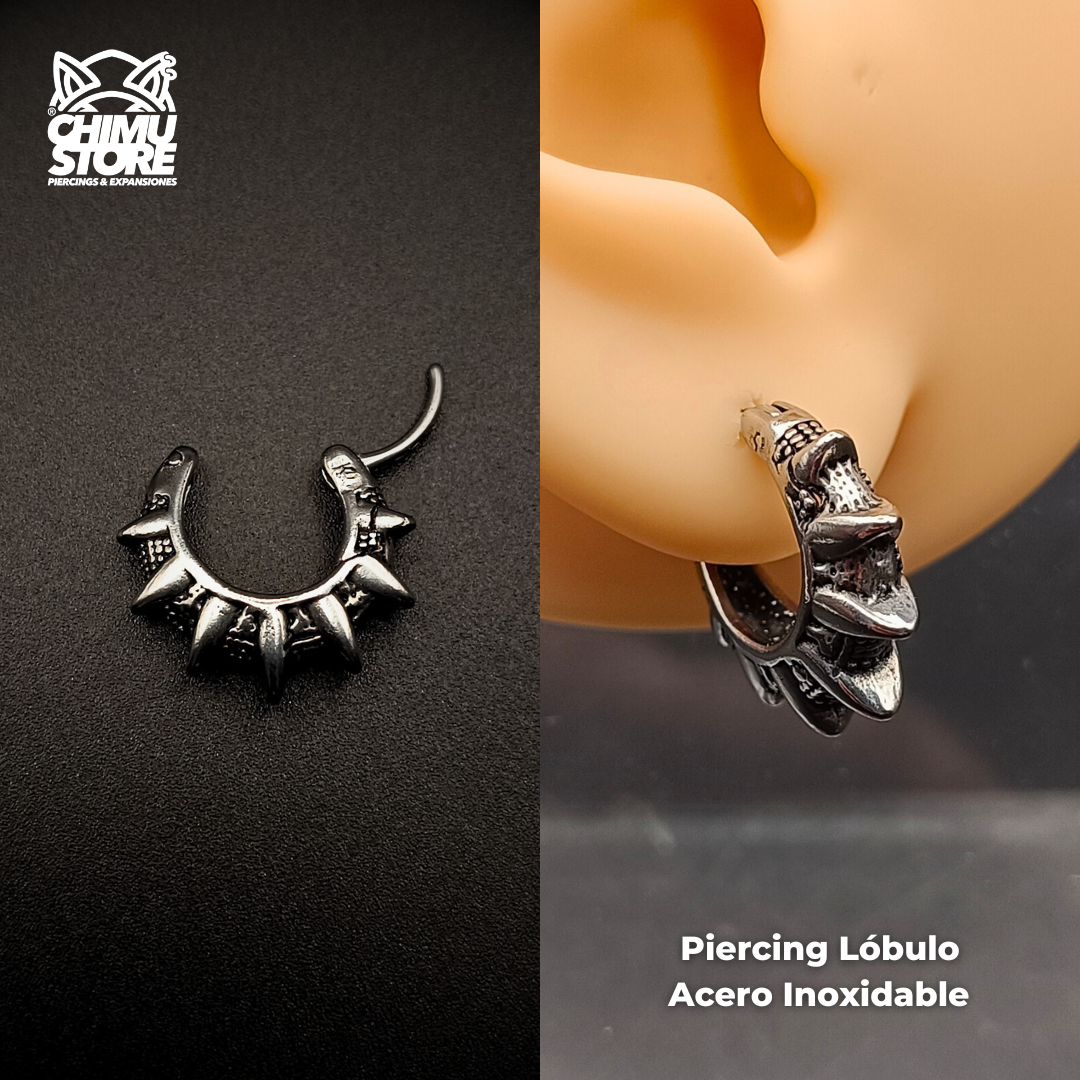 NEW Piercing Lobulo Acero Inoxidable - Tribal 7 Puntas (1mm;11mm)