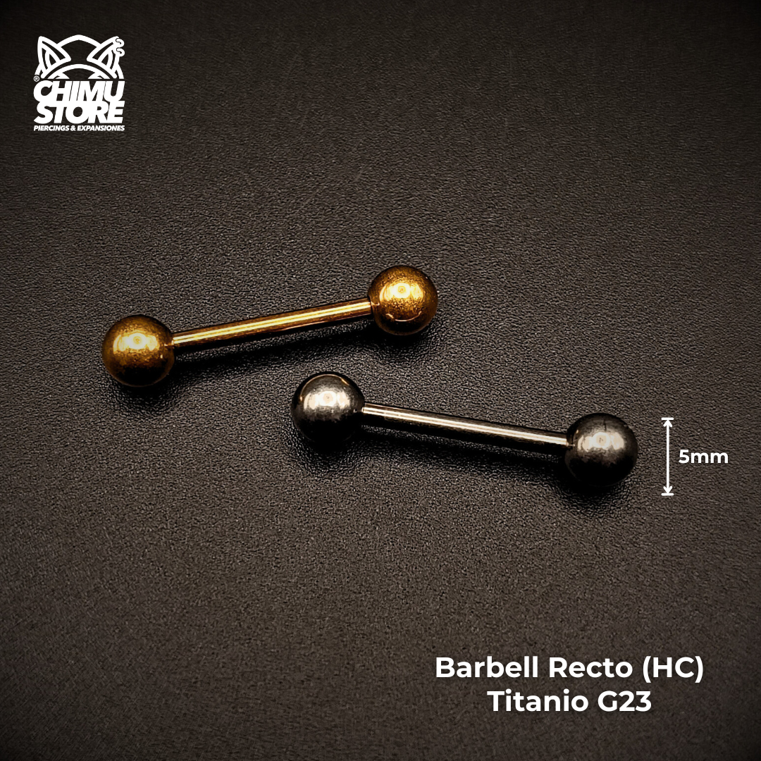 Barbell Recto (HC) Titanio G23 - Bolitas de 5mm (1,6mm;5x5) (14G)