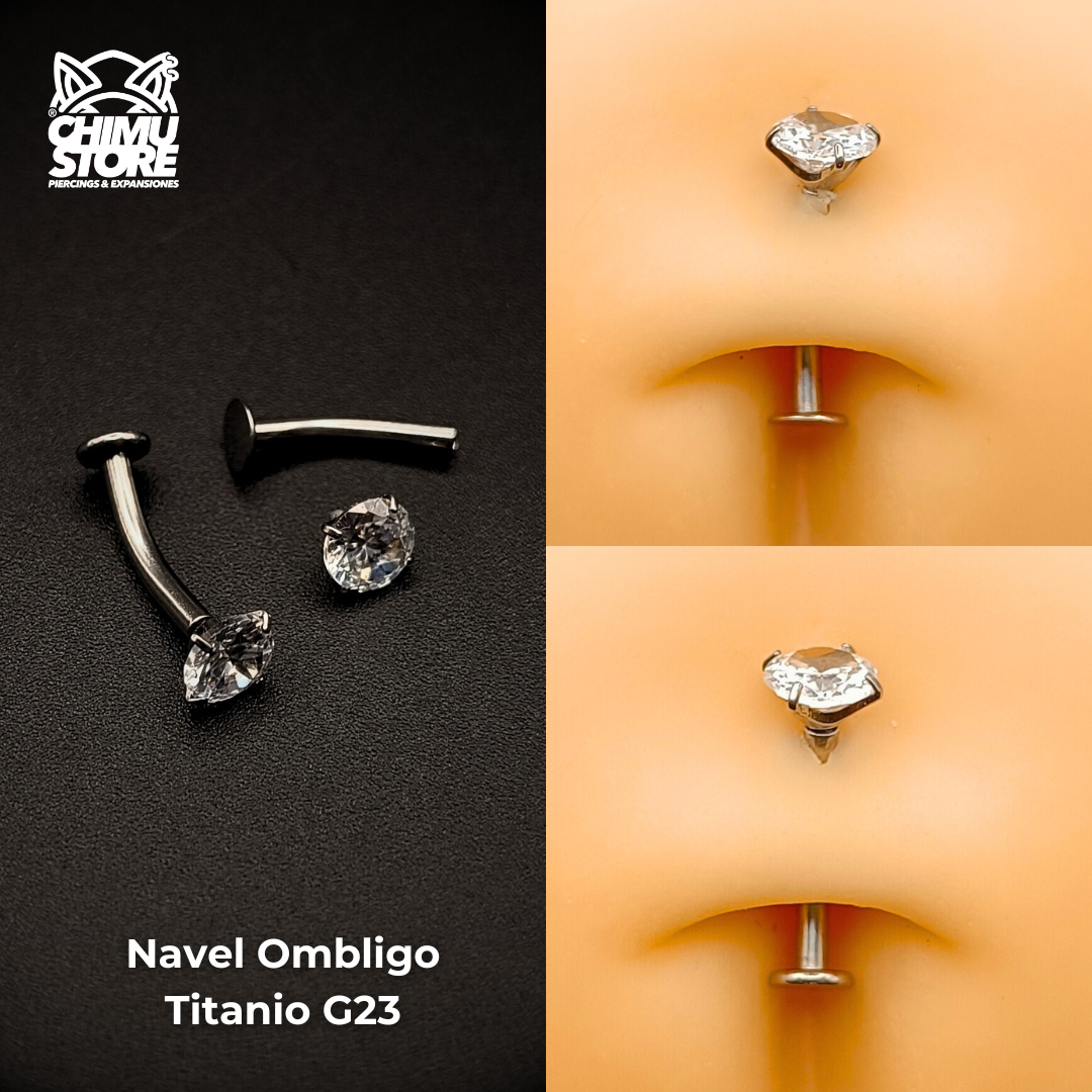 Navel Ombligo Invertido (HC) Titanio G23 - Zirconia de 5mm (1,6mm) (14G)