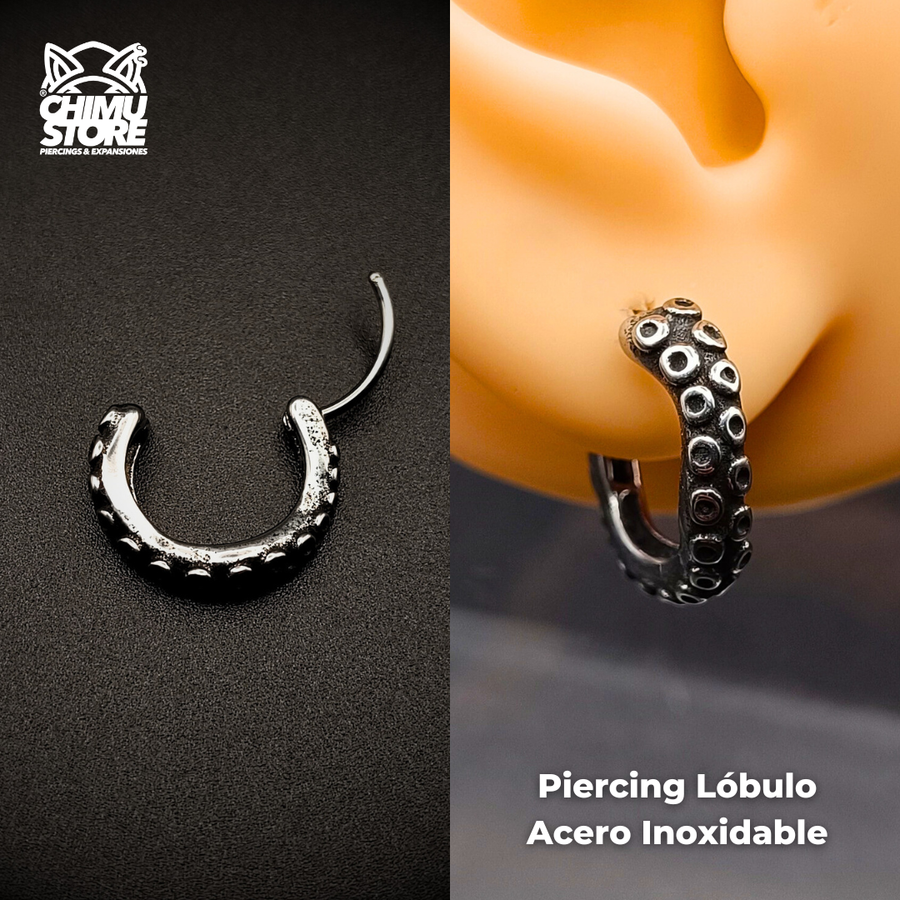NEW Piercing Lobulo Acero Inoxidable - Tentaculo de Pulpo (1mm;11mm)