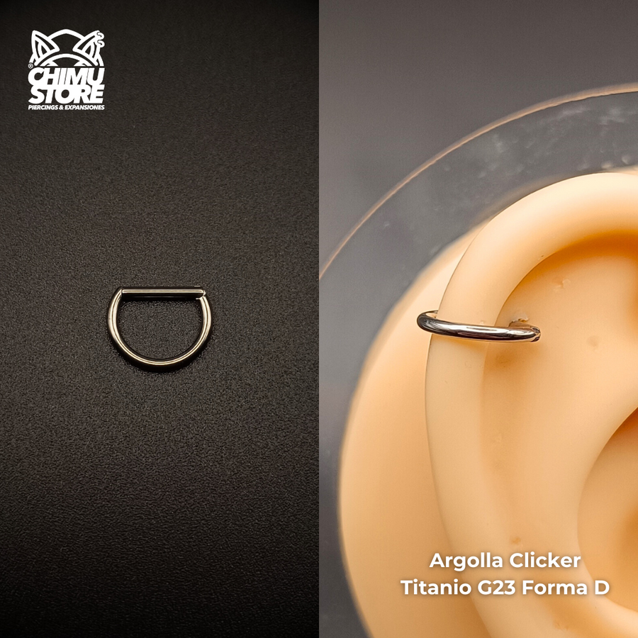 NEW Argolla Clicker Titanio G23 - Forma D Lisa (1,2mm) (16G)