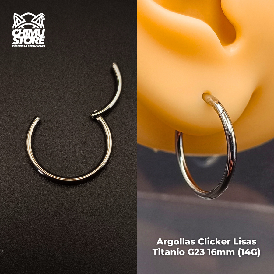 Argollas Clicker Titanio G23 - Tamaño 16mm (1,6mm) (14G)