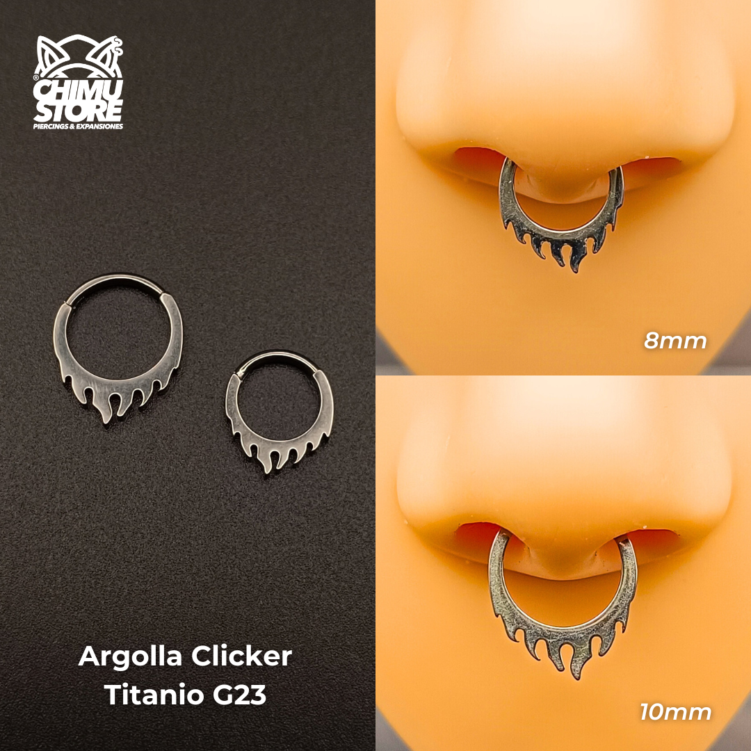 NEW Argolla Clicker Titanio G23 - Llamas Fuego (1,2mm) (16G)