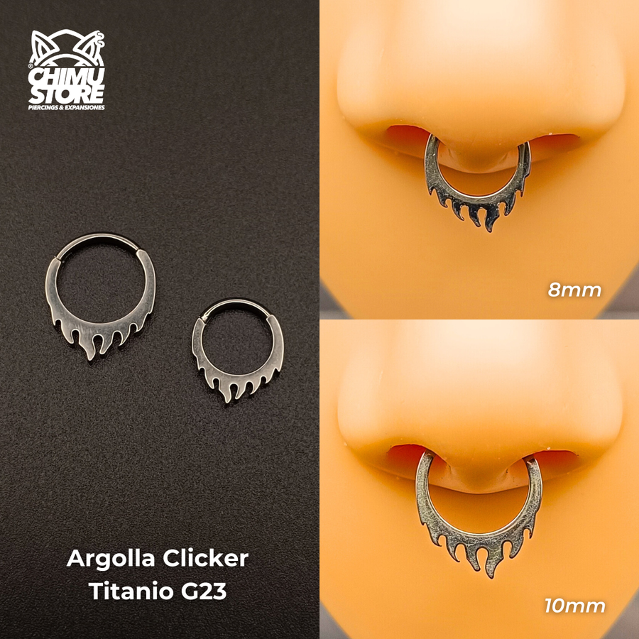 NEW Argolla Clicker Titanio G23 - Llamas Fuego (1,2mm) (16G)