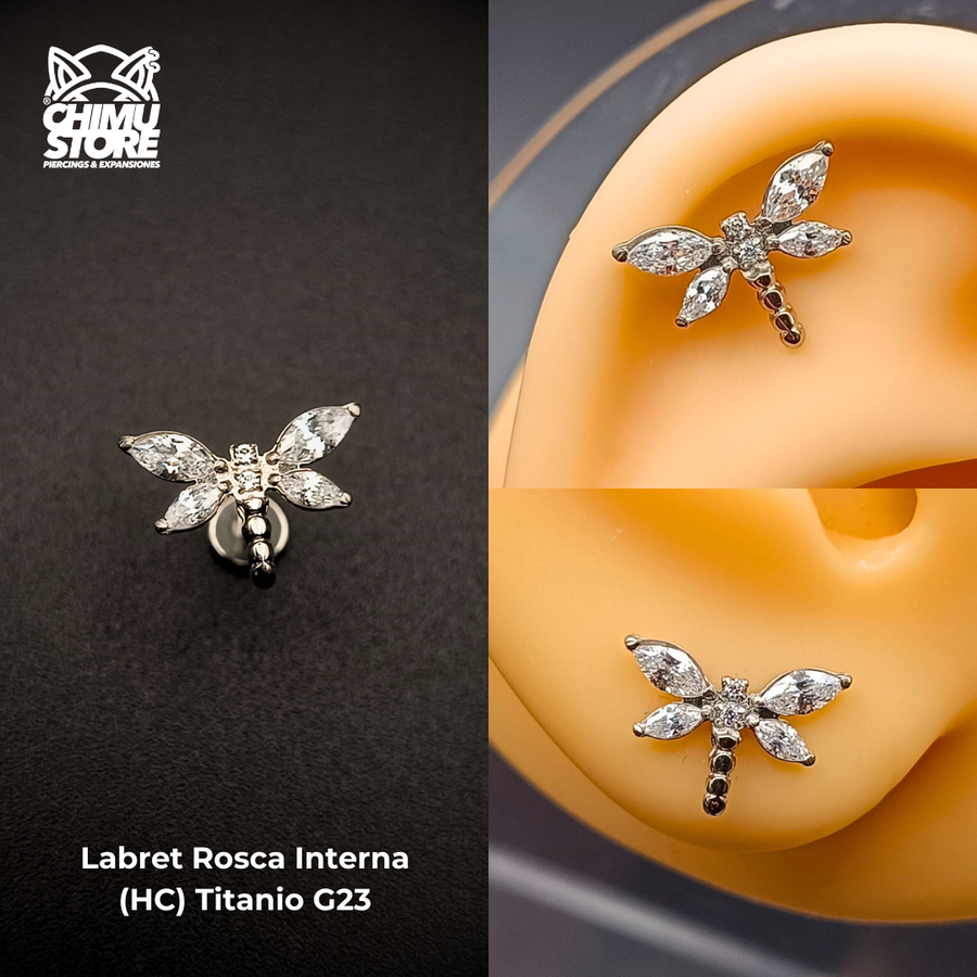 NEW Labret (HC) Titanio G23 - Libelula Zirconias (1,2mm;8mm) (16G)