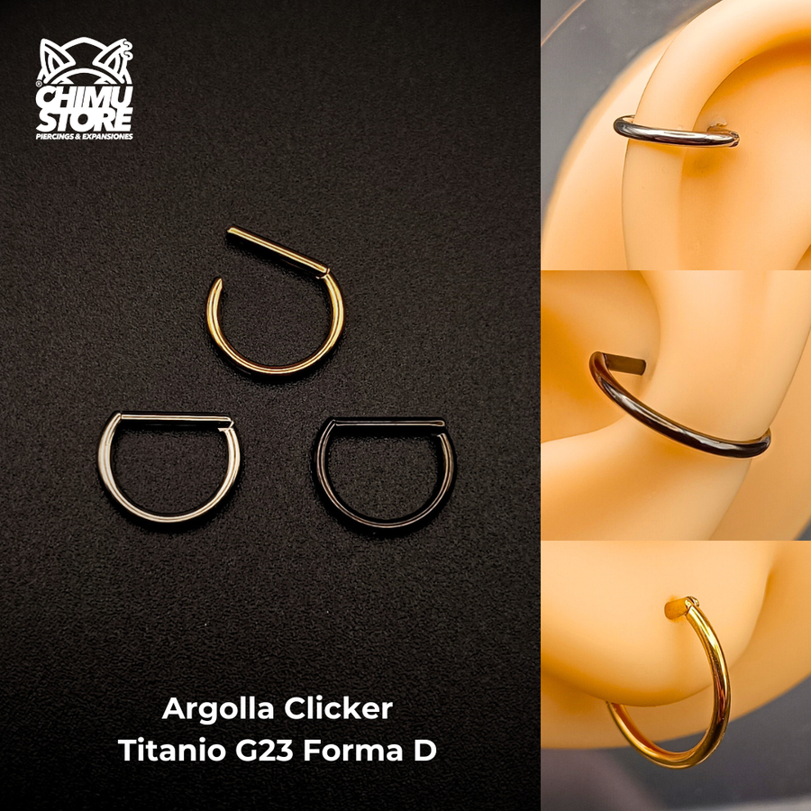 NEW Argolla Clicker Titanio G23 - Forma D Lisa (1,2mm) (16G)