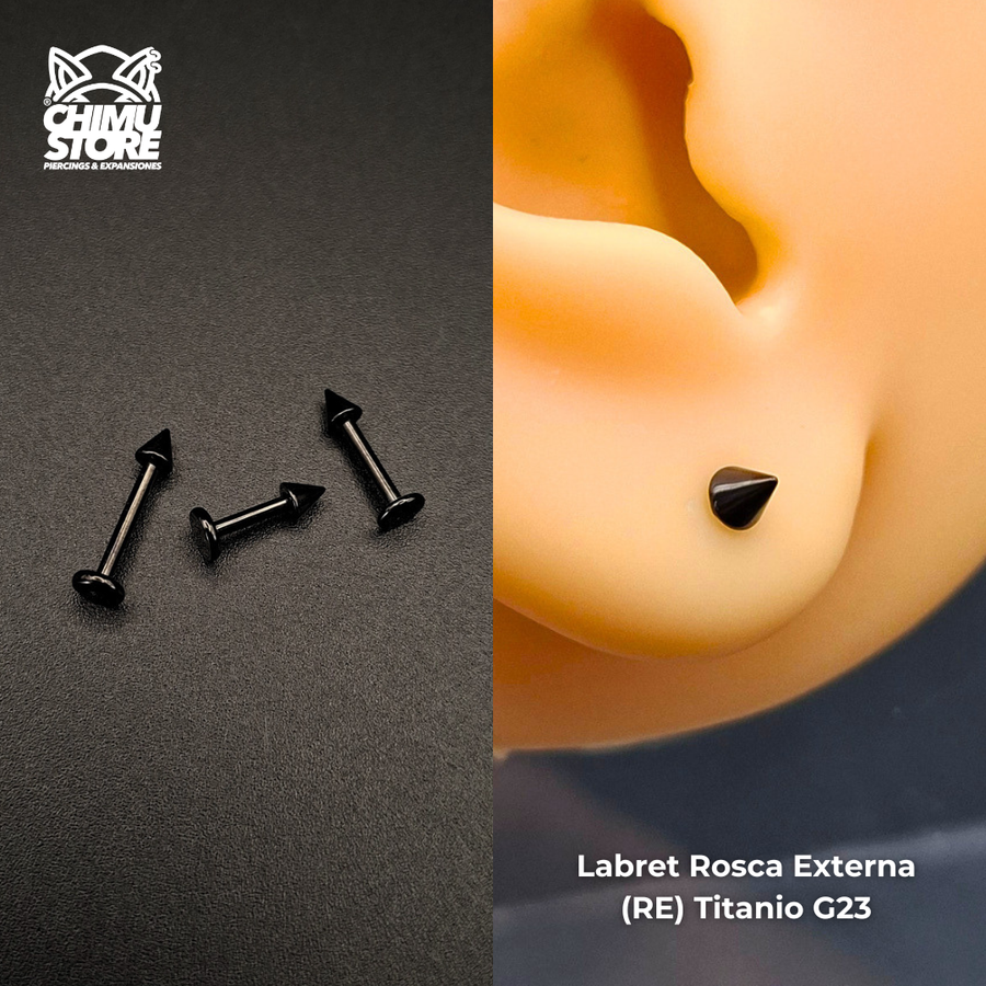 NEW Labret (RE) Titanio G23 - Negro Puntas 3mm (1,2mm) (16G)