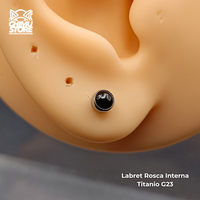 NEW Labret Titanio G23 - Piedra Onix Negra 4mm (16G y 14G)