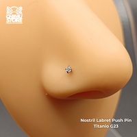 NEW Nostril Labret Push Pin Titanio G23 - Prong Set Zirconia (0,8mm) (20G)
