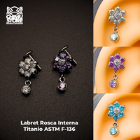 NEW Labret (HC) Titanio ASTM F-136 - Flor Zirconias Colgante (1,2mm) (16G)