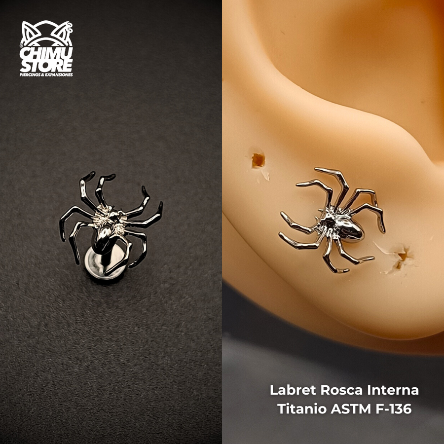 NEW Labret Rosca Interna Titanio ASTM F-136 - Araña 002 (1,2mm;8mm) (16G)