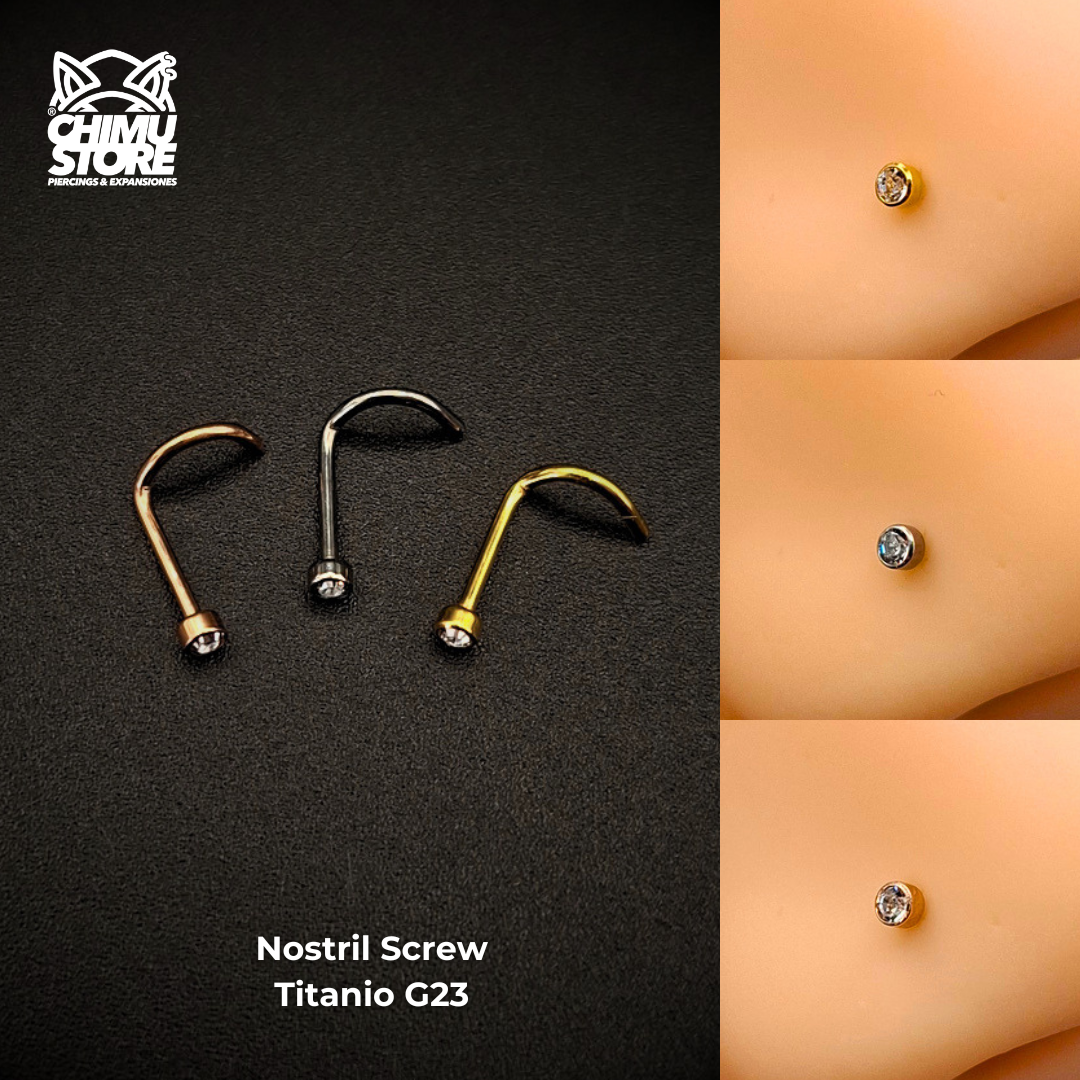 NEW Nostril Screw Colita Titanio G23 - Cristales (0,8mm) (20G)
