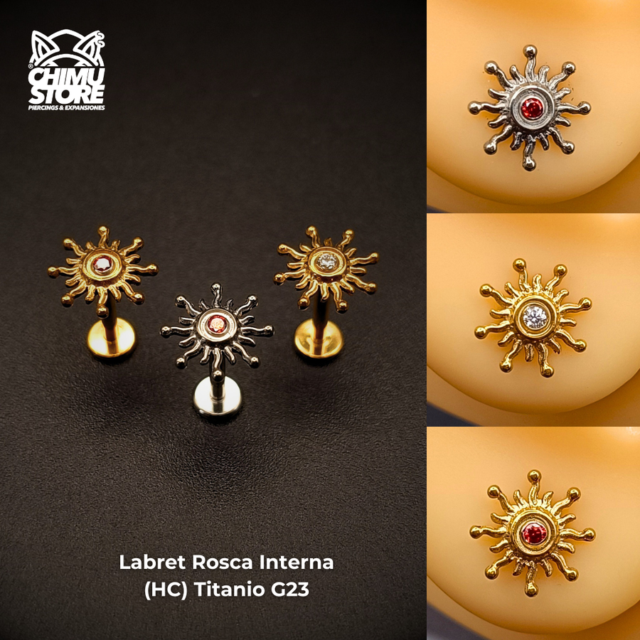 NEW Labret (HC) Titanio G23 - Solar Sigil Zirconia (1,2mm;8mm) (16G)