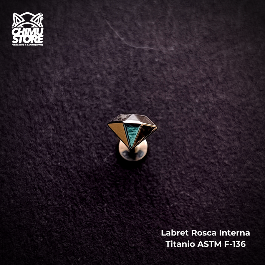 NEW Labret Titanio ASTM F-136 - Forma Diamante (1,2mm;8mm) (16G)