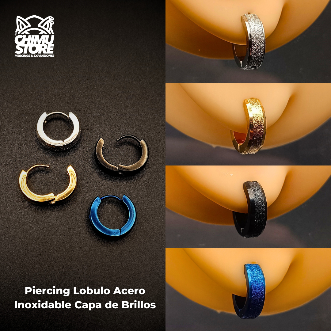 NEW Piercing Lobulo Acero Inoxidable - Capa de Brillos (1mm;9mm)