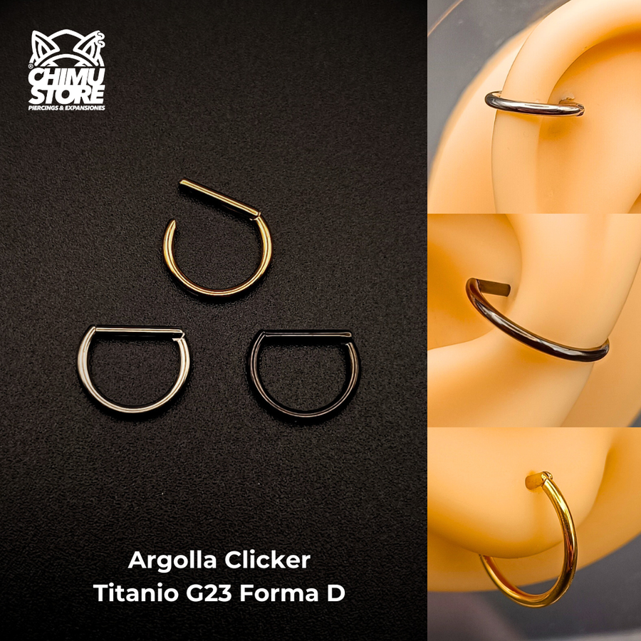 NEW Argolla Clicker Titanio G23 - Forma D Lisas (1,2mm) (16G)