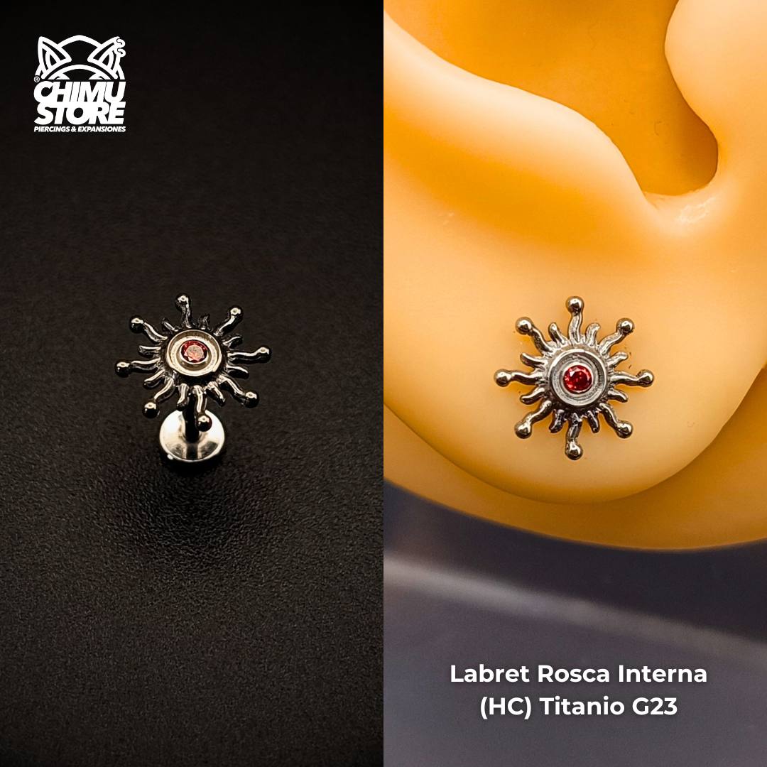 NEW Labret (HC) Titanio G23 - Solar Sigil Zirconia (1,2mm;8mm) (16G)