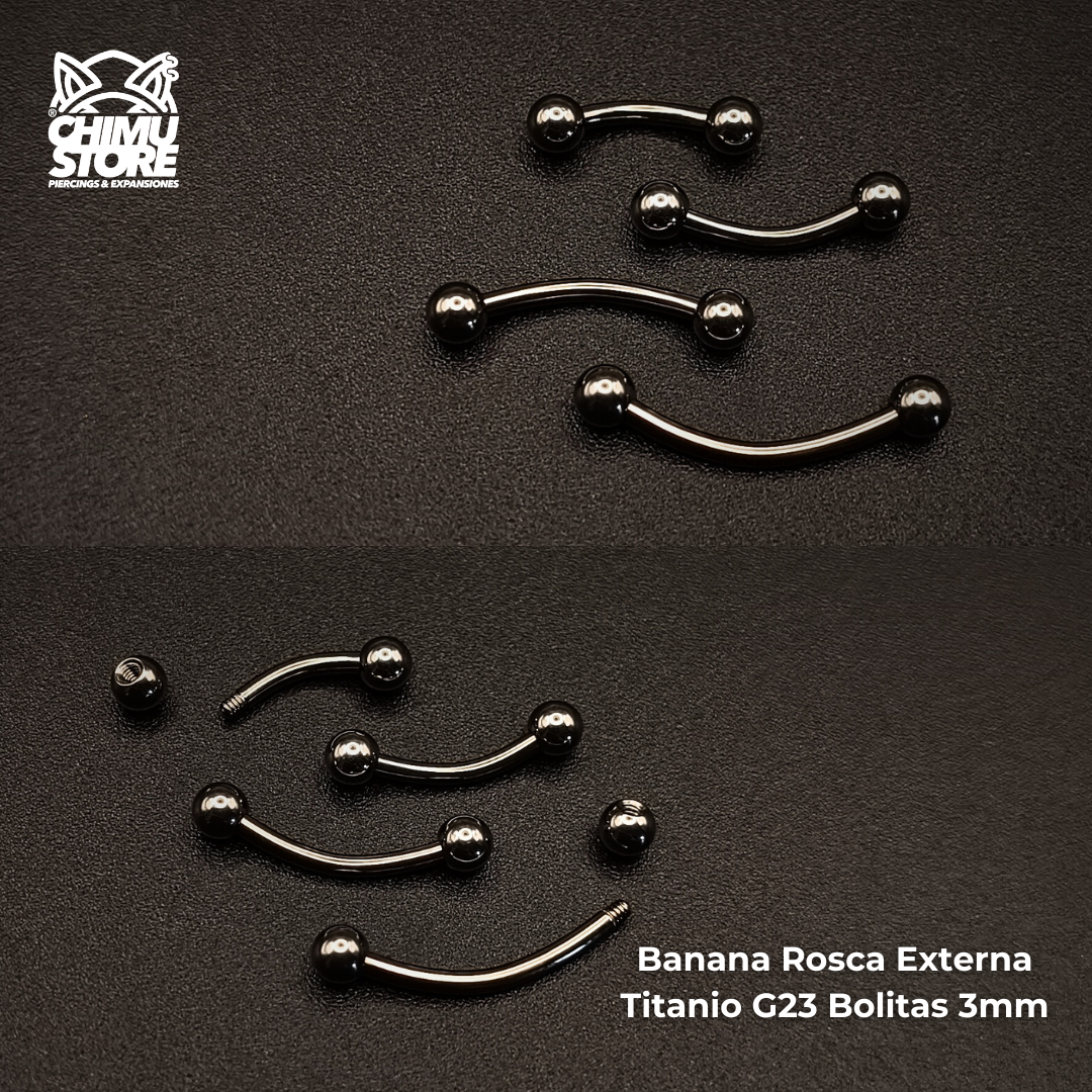 NEW Banana (RE) Titanio G23 - Bolitas 3mm Plateado (1,2mm) (16G)