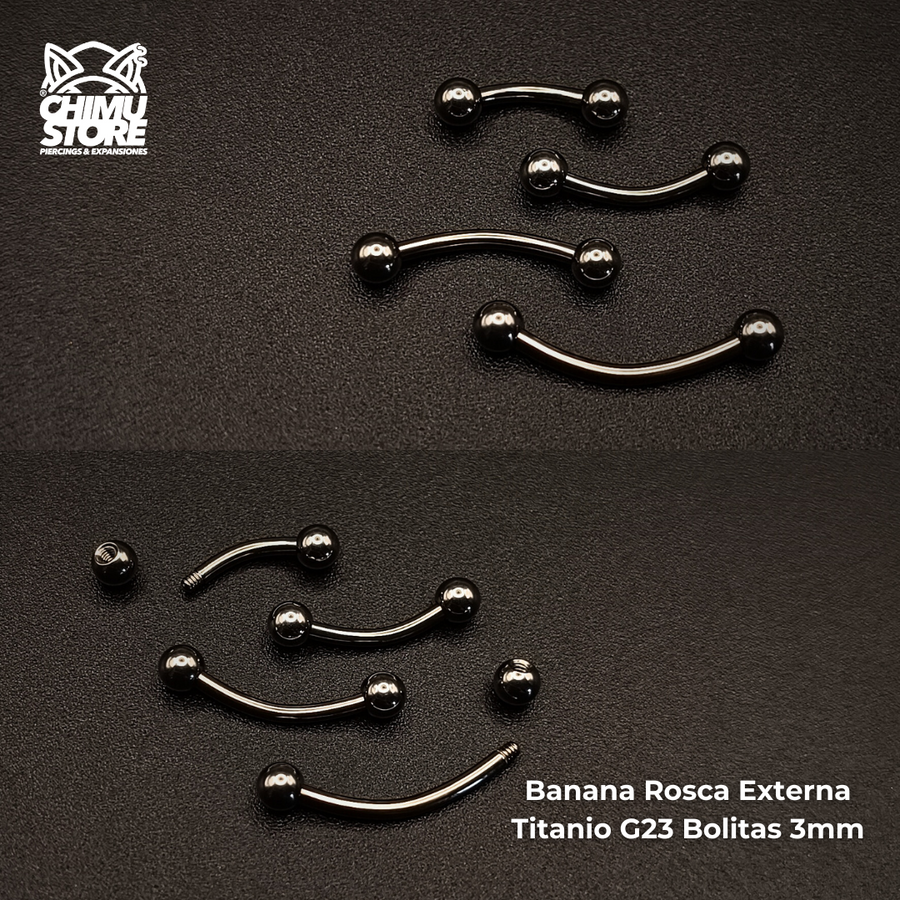 NEW Banana (RE) Titanio G23 - Bolitas 3mm Plateado (1,2mm) (16G)