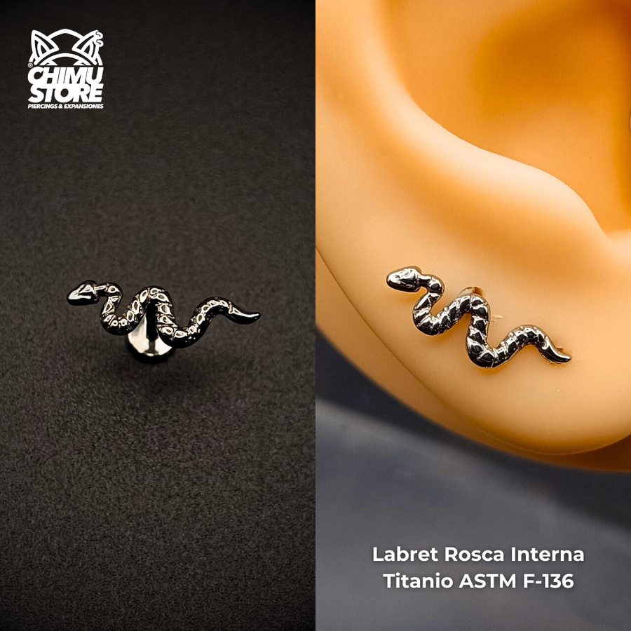 NEW Labret (HC) Titanio ASTM F-136 - Serpiente 001 (1,2mm;8mm) (16G)