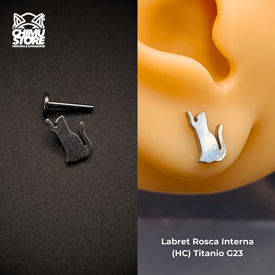 NEW Labret (HC) Titanio G23 - Gato 003 Levantando Patita (1,2mm;8mm) (16G)