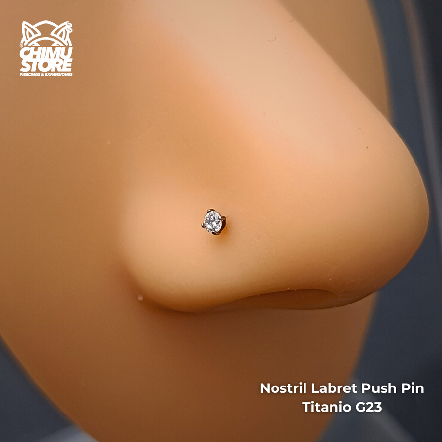 NEW Nostril Labret Push Pin Titanio G23 - Prong Zirconia de 2mm (0,8mm;8mm) (20G)