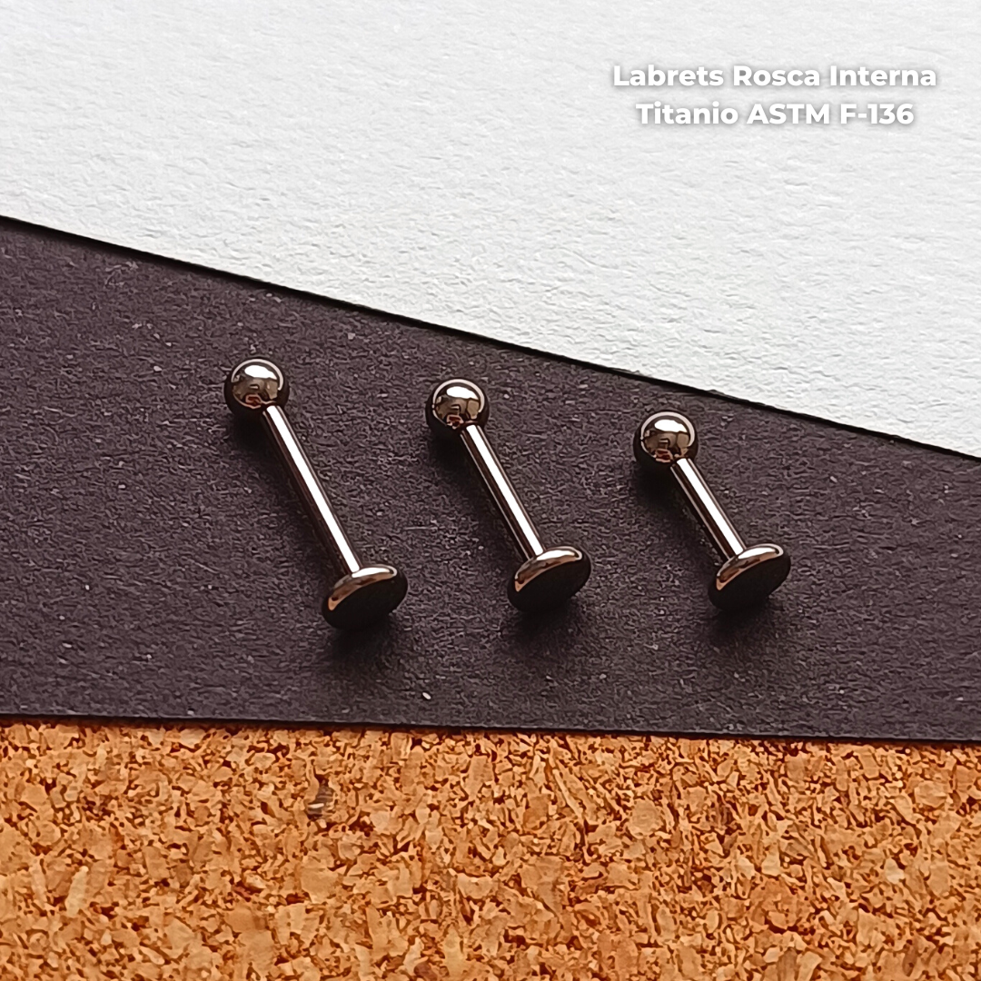 REP Labret Rosca Interna Titanio ASTM F-136 - Bolita 3mm Plateados (1,2mm) (16G)