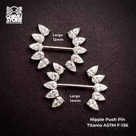 NEW Nipple Push Pin Titanio ASTM F-136 - Cluster Corona de Zirconias (1,6mm) (14G)