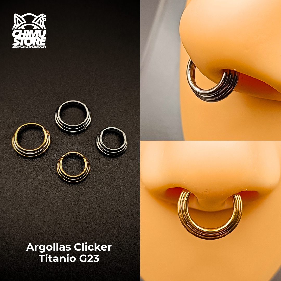 NEW Argolla Clicker Titanio G23 - Triple Argolla Gradiente 001 (1,2mm) (16G)