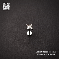 NEW Labret Rosca Interna Titanio ASTM F-136 - Shuriken (1,2mm;6mm) (16G)