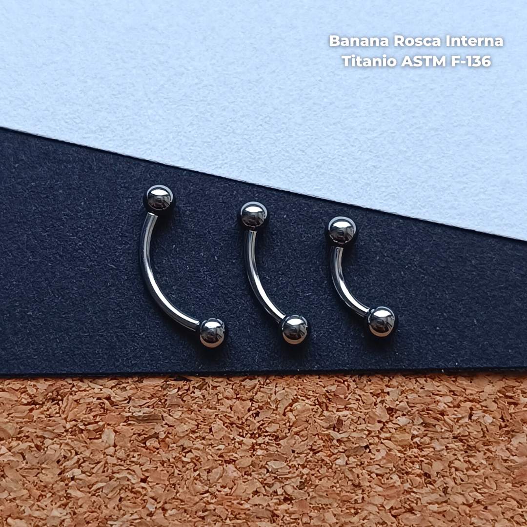 REP Banana Rosca Interna Titanio ASTM F-136 - Plateada Bolitas 3mm (1,2mm) (16G)