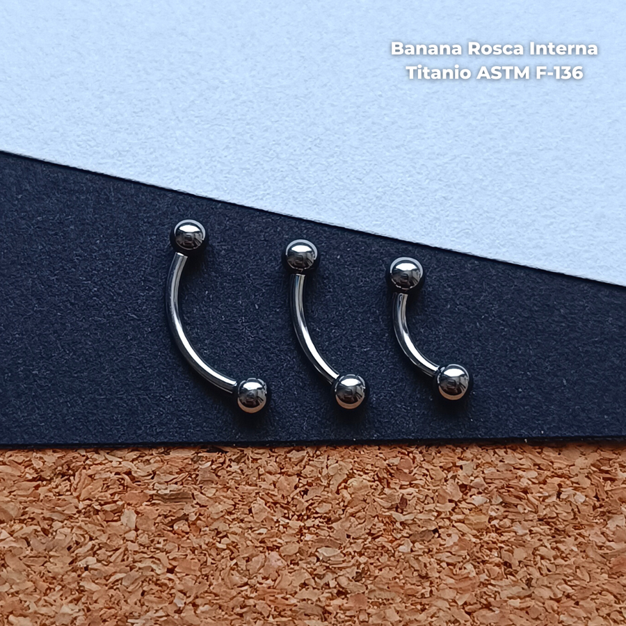 REP Banana Rosca Interna Titanio ASTM F-136 - Plateada Bolitas 3mm (1,2mm) (16G)