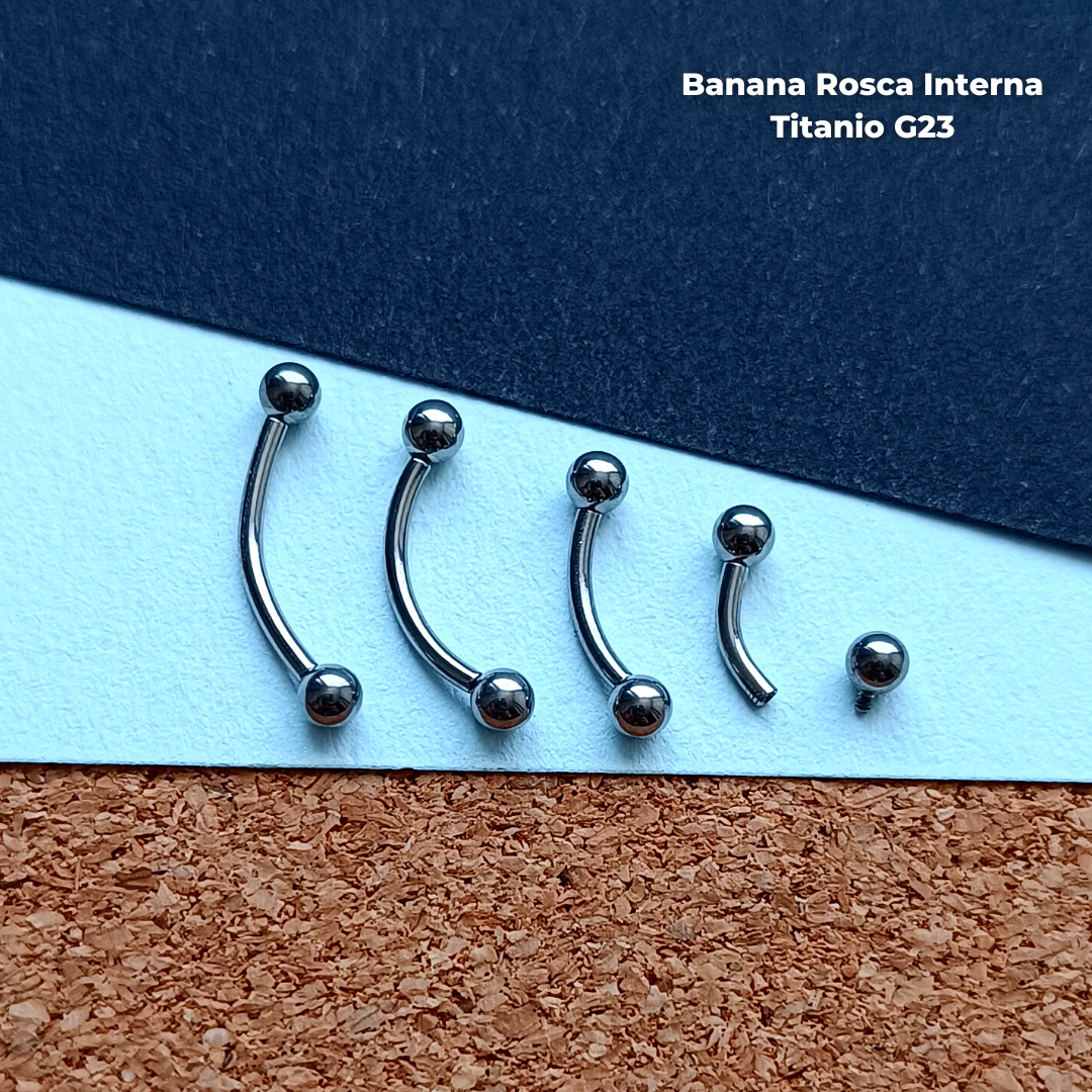 NEW Banana Rosca Interna Titanio G23 - Bolitas 3mm Plateado (1,2mm) (16G)