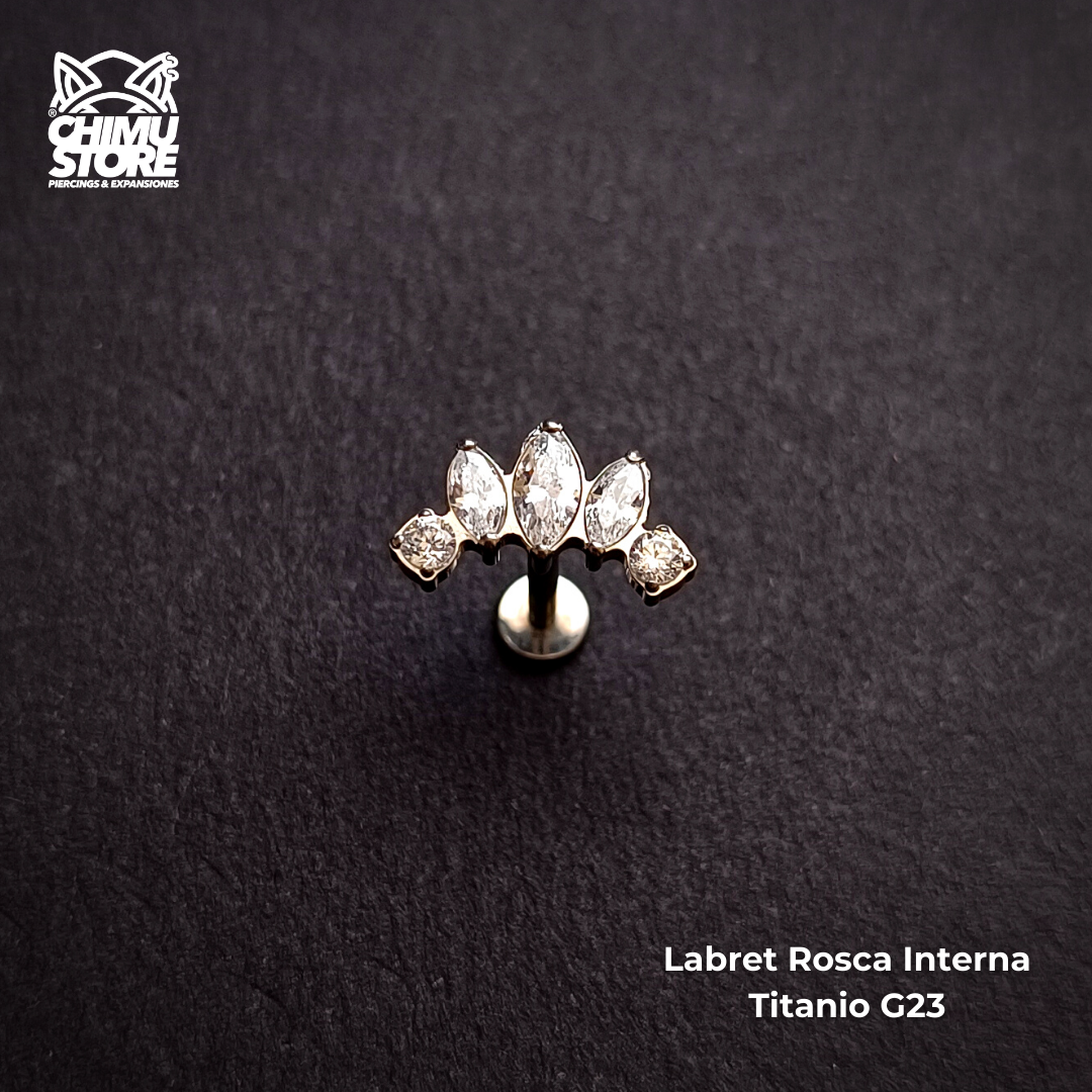 NEW Labret Titanio G23 - Corona de Zirconias (1,2mm;8mm) (16G)