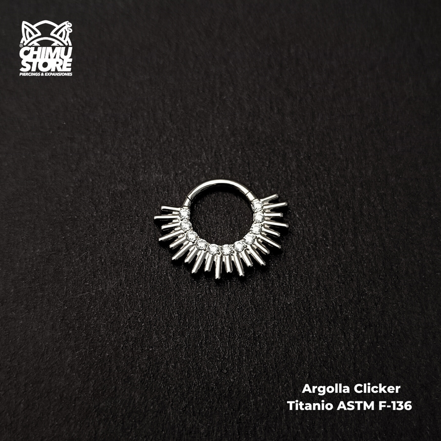 NEW Argolla Clicker Titanio ASTM F-136 - Sol Zirconias Frontales (1,2mm;8mm) (16G)