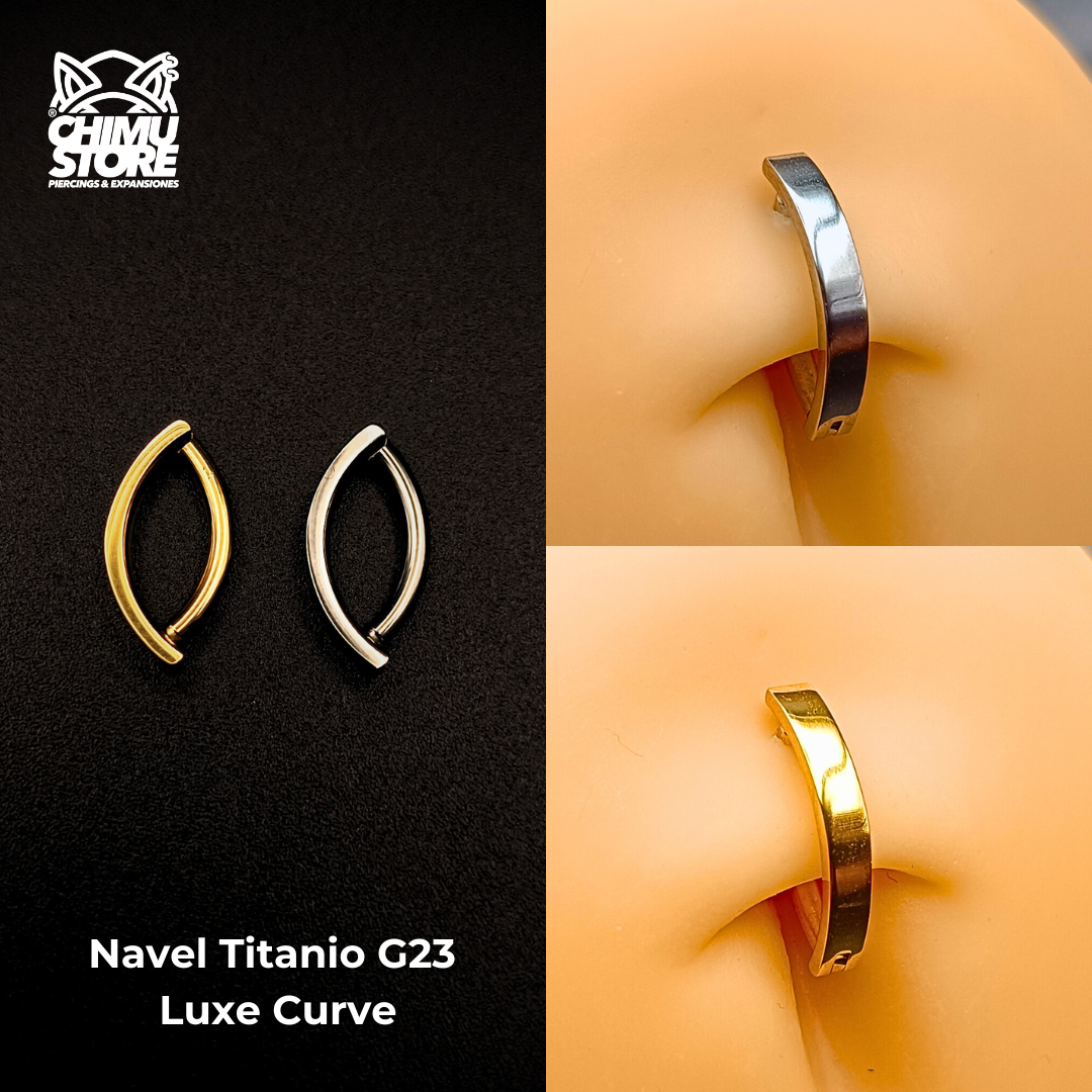 Navel Ombligo Clicker Titanio G23 - Luxe Curve Liso (1,6mm) (14G)