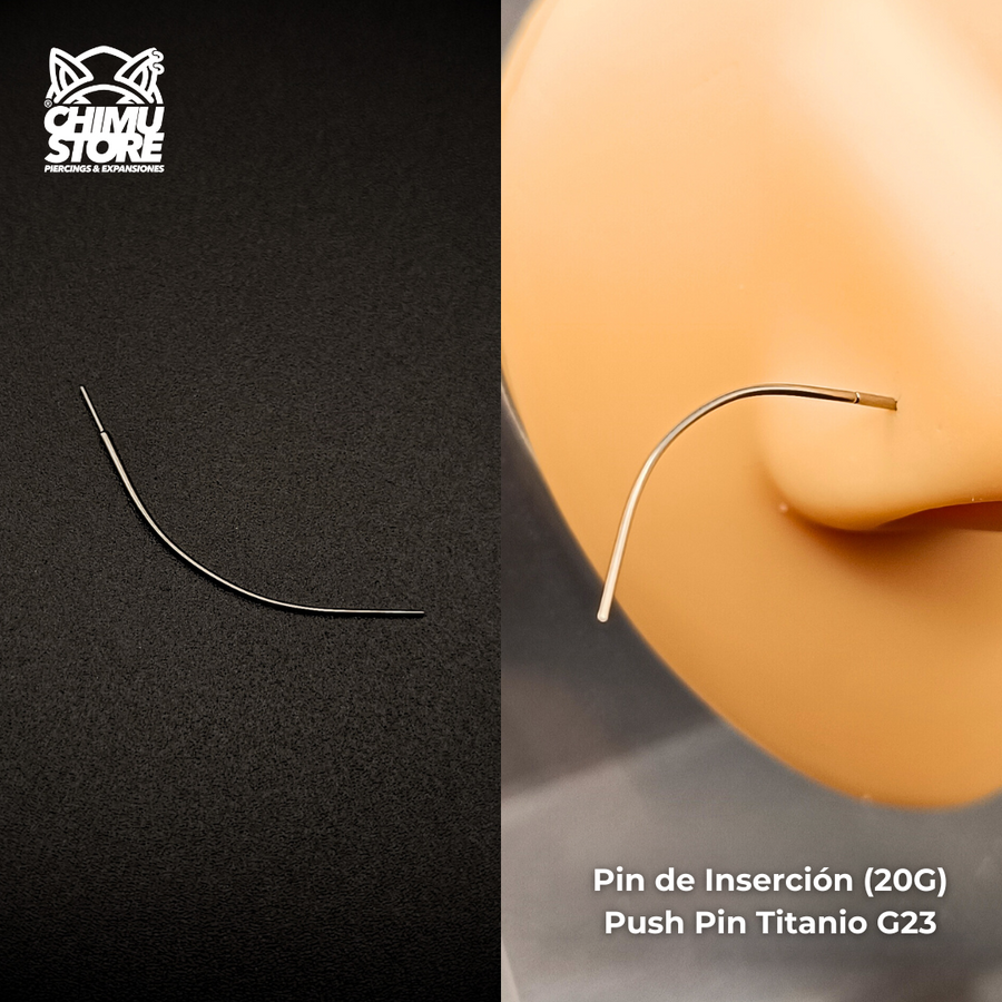 NEW Pin de Inserción (Push Pin) Titanio G23 - Curva (0,8mm) (20G)