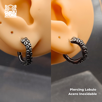 NEW Piercing Lobulo Acero Inoxidable - Tentaculo de Pulpo (1mm;11mm)