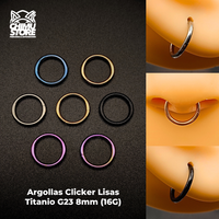 NEW Argollas Clicker Titanio G23 - Lisas Tamaño 8mm (1,2mm) (16G)