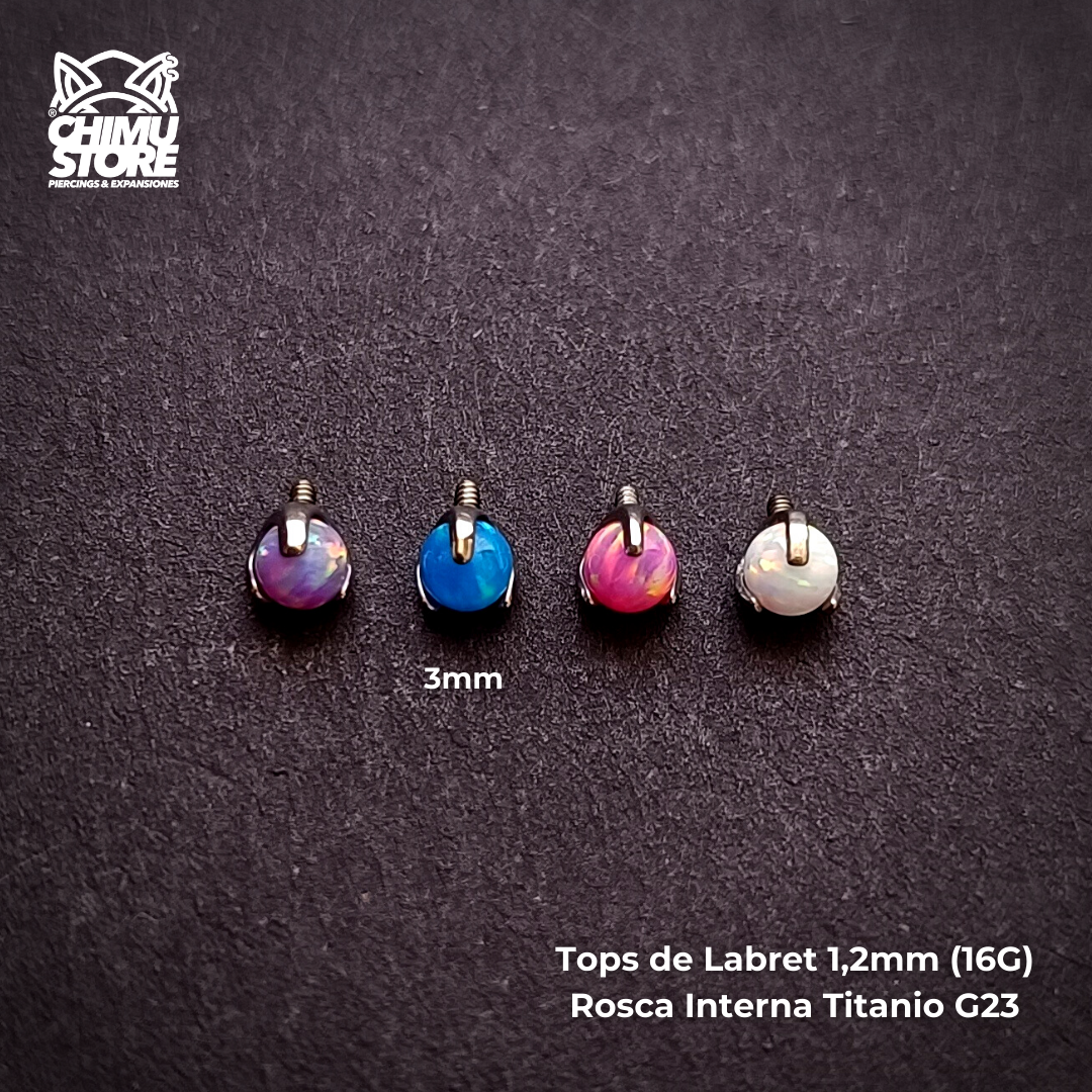 Tops de Labrets Titanio G23 - Esfera Opalita de 3mm (1,2mm) (16G)