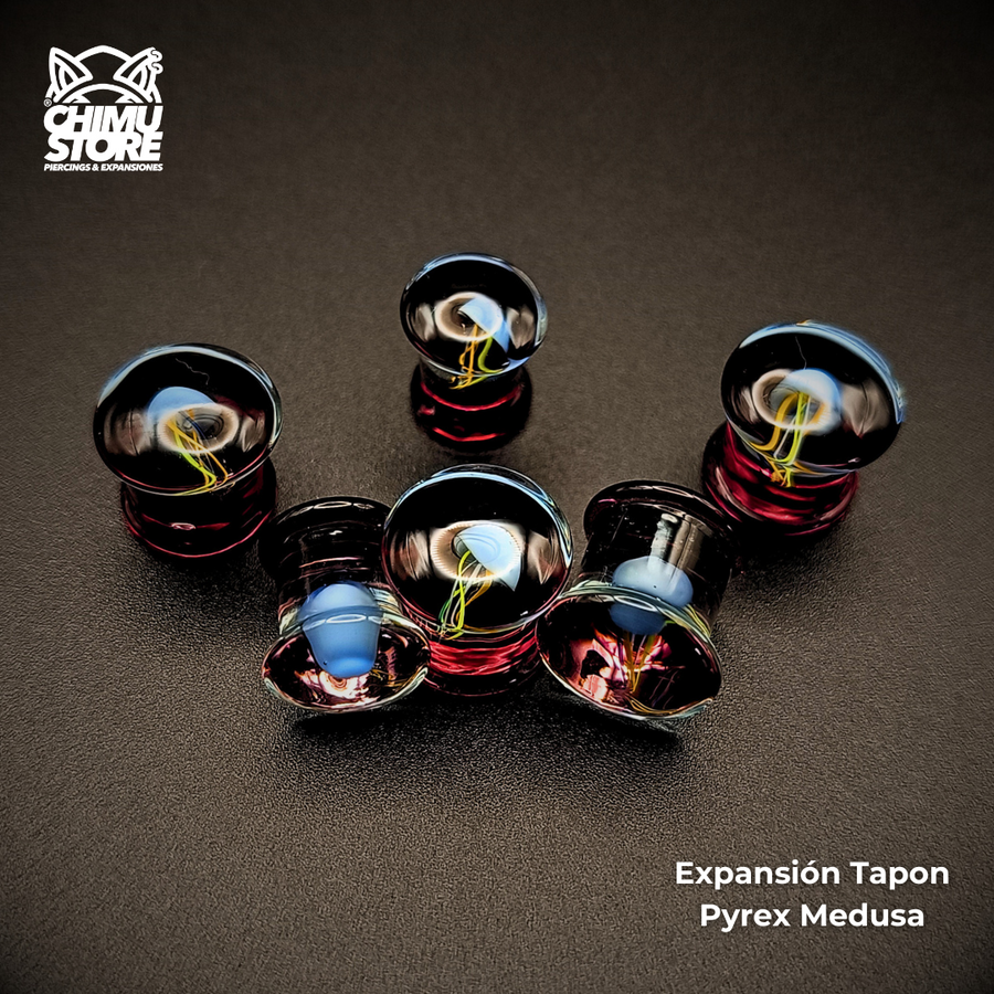 Expansion Pyrex - Medusa Celeste Fondo Rosa (8mm a 16mm)