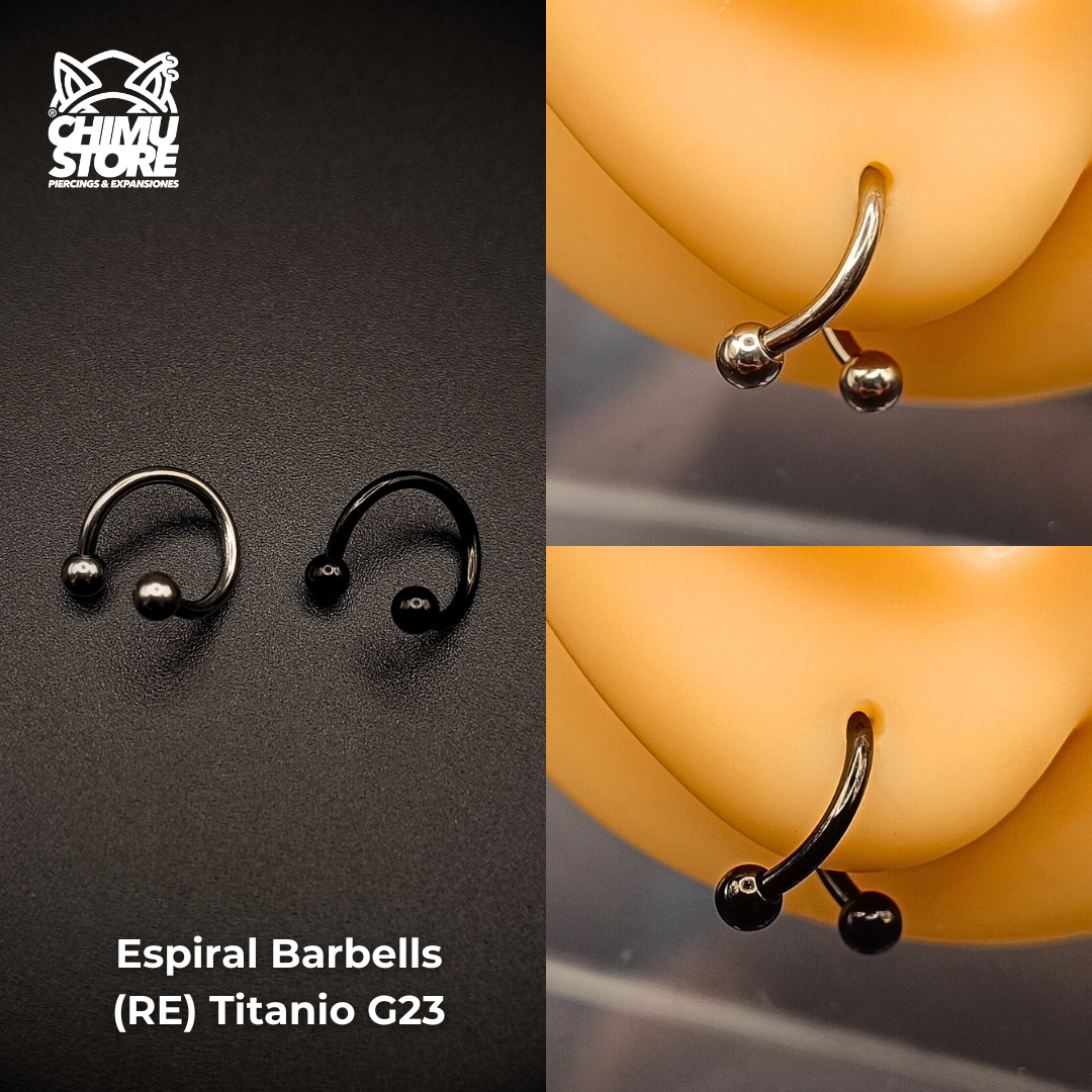 Barbell Espiral (RE) Titanio G23 - Bolitas de 3mm (1,2mm;8mm) (16G)
