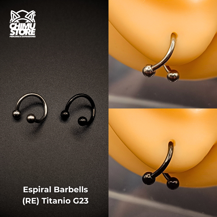 Barbell Espiral (RE) Titanio G23 - Bolitas de 3mm (1,2mm;8mm) (16G)