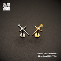 Labret Titanio ASTM F-136 - Daga con Zirconia (1,2mm;8mm) (16G)