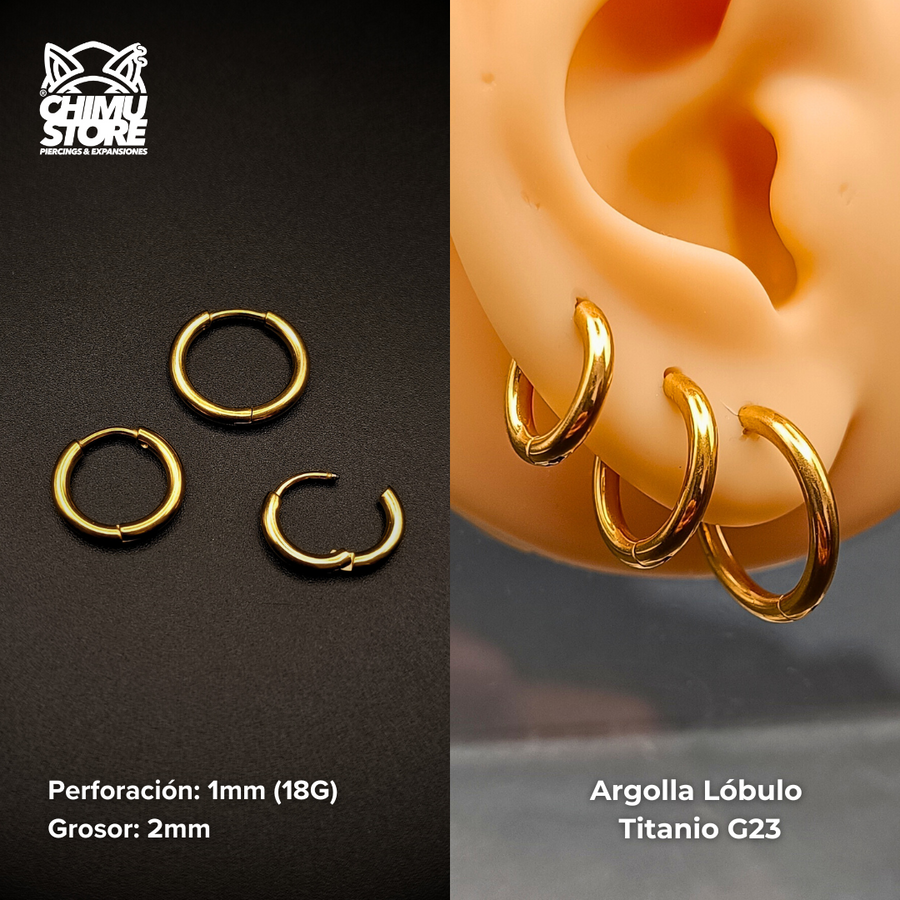 NEW Argollas Titanio G23 - Dorados Grosor 2mm - Para Colgantes y Septums (18G)